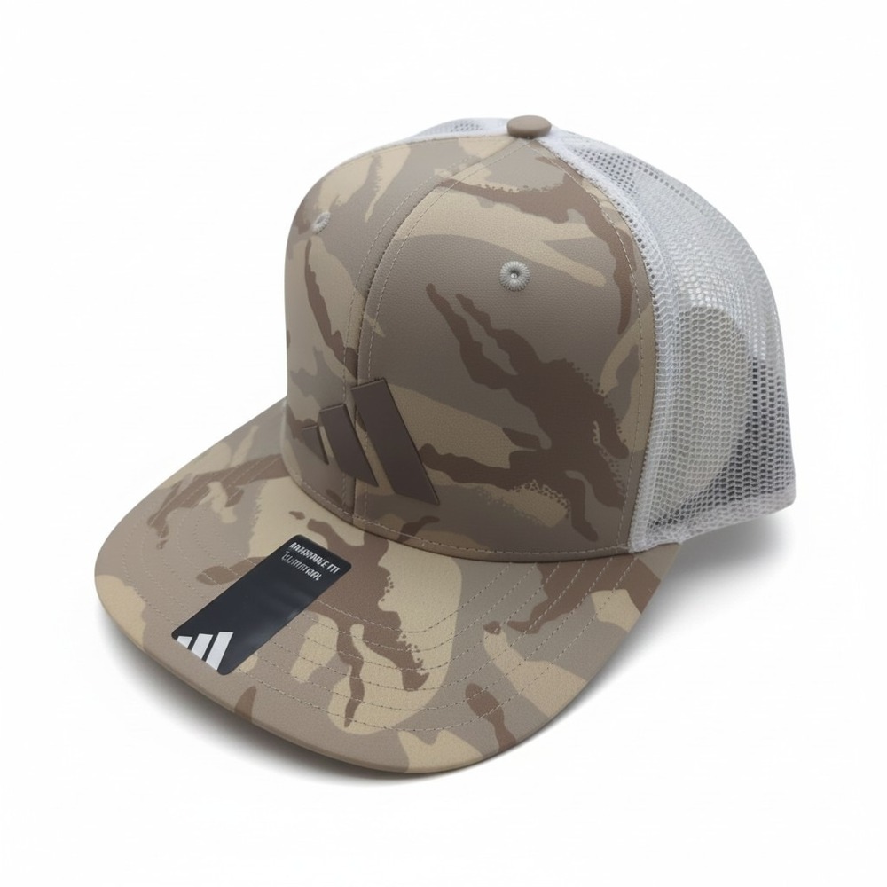Adidas Mens Camo Performance Trucker Hat ClimaCool Snapback Brown White OSFM